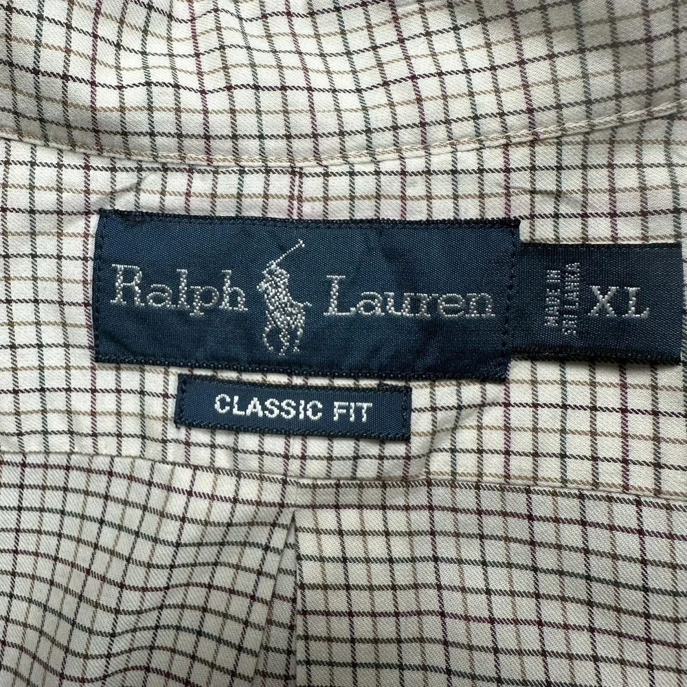 Polo‎ Ralph Lauren Men's Beige Multicolor Check Button Up Men Size XL